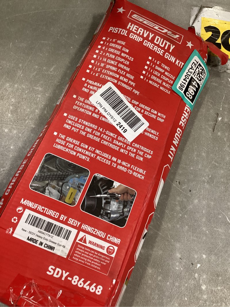 Condition photo showing Good Condition for 17-piece heavy duty grease gun kit: 14oz grease tube flexible hose bearing grease pump 8000 psi pistol grip grease guns tool marine durable connectors adapters extension tubes nozzle easy operation