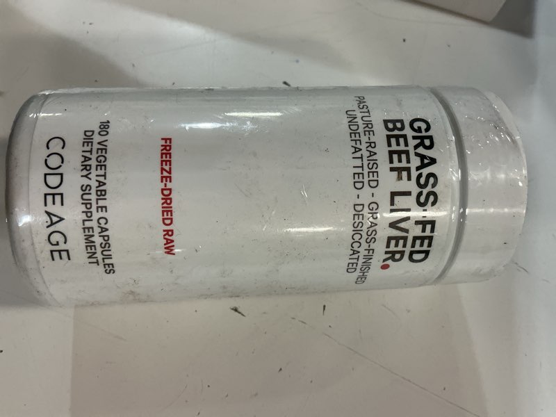 Condition photo showing Good Condition for (exp 09/28/2027) codeage grass fed beef liver supplement superfood, freeze dried, non-defatted, desiccated glandulars bovine pills, pasture raised beef vitamins, non-gmo liver meat, 180 capsules