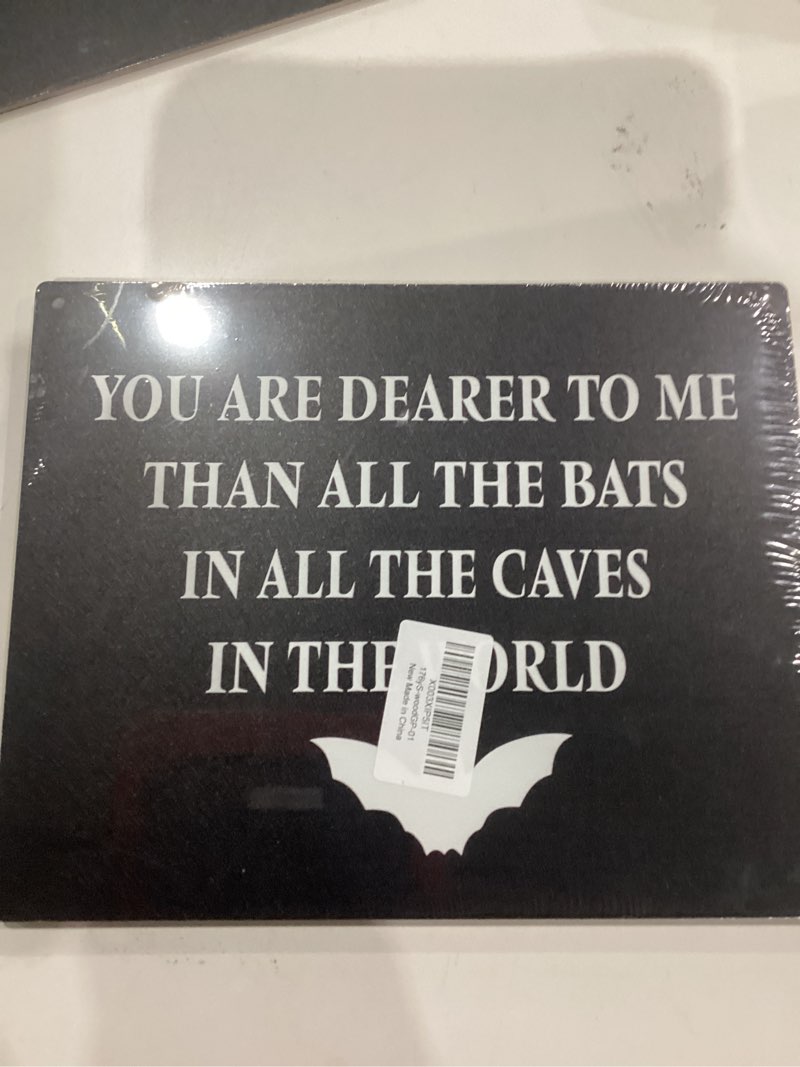 Condition photo showing New/Like New for Lacosu Wall Pediments Halloween Signs,You are Dearer to Me Than All the Bats,Gothic Wall Decor,Witchy Wall Decor,10x8 Inches