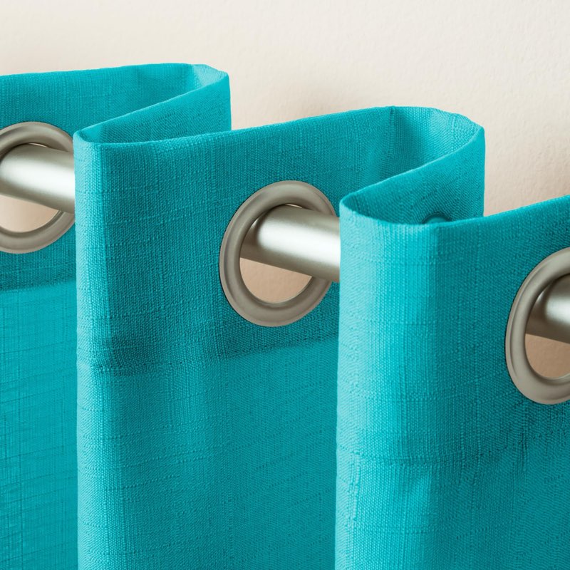 exclusive home loha linen grommet top curtain panel pair, 100% polyester, 54"x84", blue teal