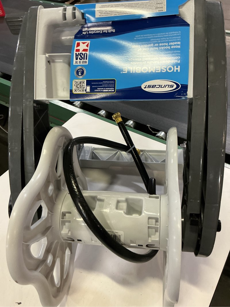 Condition photo showing As Is for suncast hosemobile plastic 175-ft cart hose reel