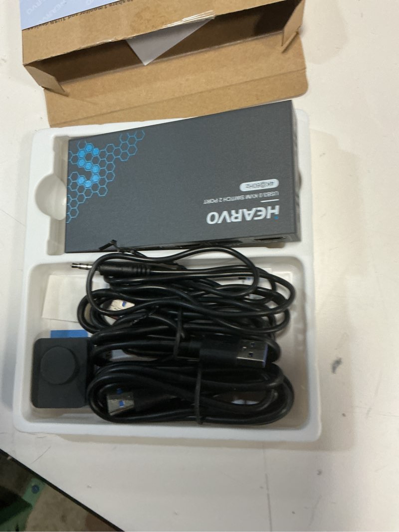 Condition photo showing Good Condition for usb 3.0 hdmi kvm switch 1 monitors 2 computers, 4k@60hz kvm switches for 2 computers sharing monitor keyboard mouse hard drives printer, with edid adaptive, 2usb cable and controller -s7232h hdmi 1 monitor 4k