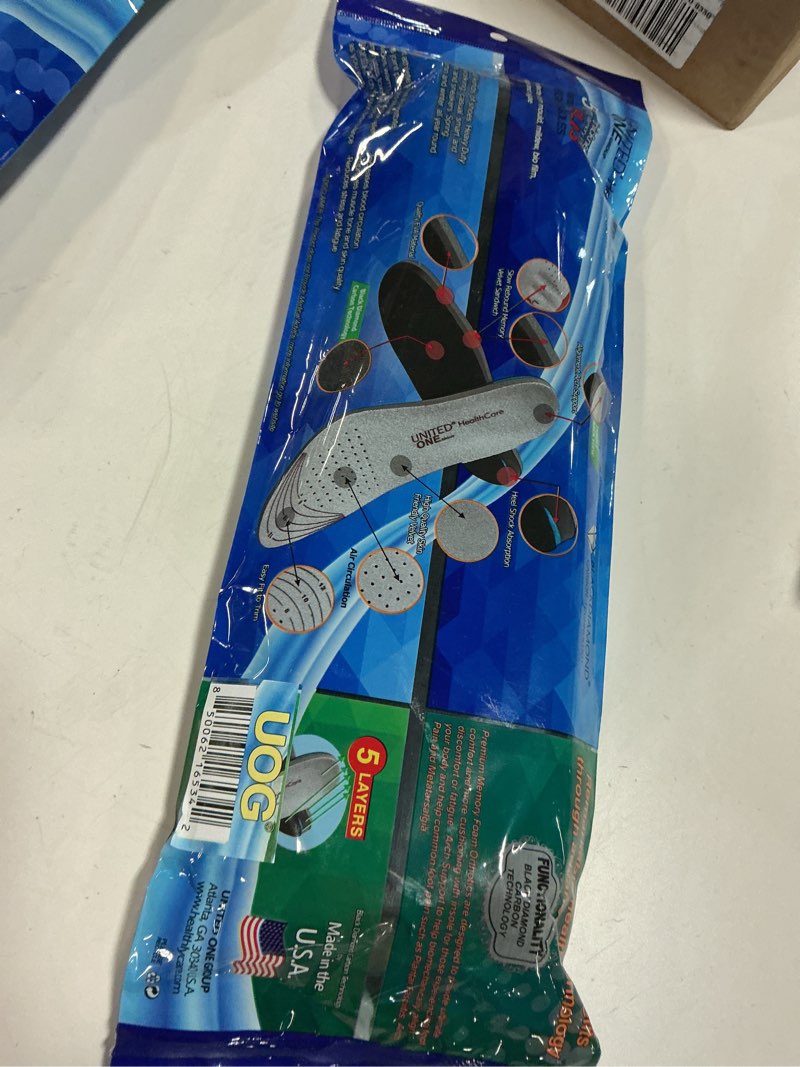 Condition photo showing Good Condition for UOG Heavy Duty Memory Foam Insoles –Balance & Posture While You Walk. Pain Relief, Boosts Circulation, Prevent Odor.Fits Work Boots, Sneakers, & Casual Shoes. Made in The U.S.A. M 4-6 | W 5-8