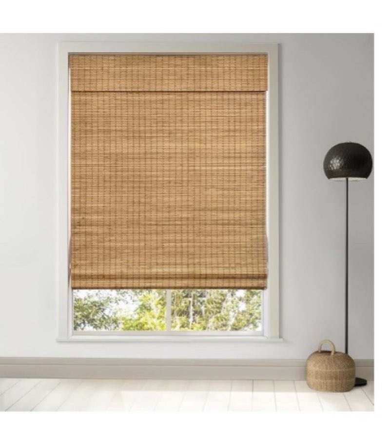 (SIMILAR)LazBlinds Cordless Bamboo Roman Shades, Privacy Blinds for Interior Windows, Room Darkening Roll Up Bamboo Blinds for Home & Patio, 31.5\" W x 64\" H, Highfield Teak