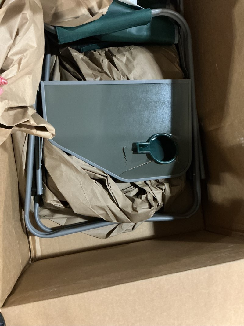 Condition photo showing As Is for Coleman Outpost Elite Folding Camping Chair with Side Table & Cup Holder, Weather-Resistant Portable Chair with Arm Rests Deck Chair With Side Table