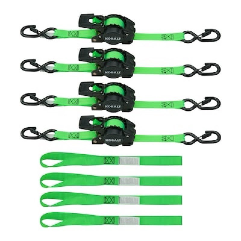 kobalt 1inch x 10ft kobalt retractable straps, 4pk,wll 500 lbsx