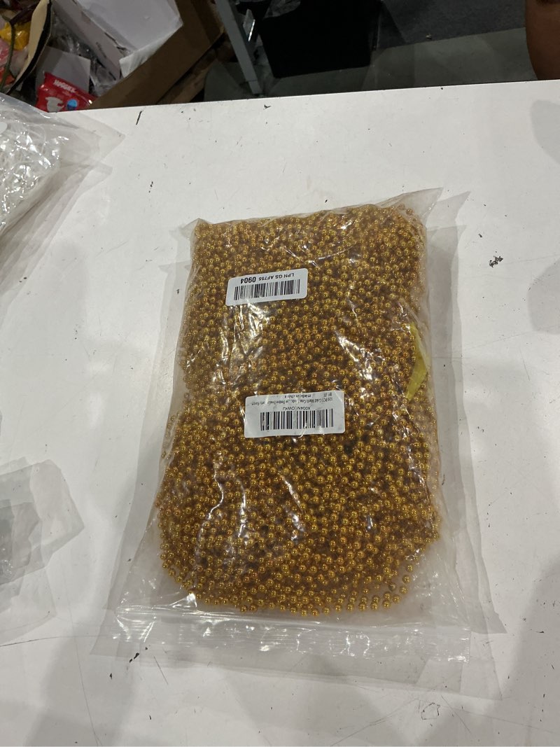 Condition photo showing New/Like New for yaxinrui 120 pcs gold mardi gras beads, gold bead necklaces, christmas necklace, 33 inch round beaded necklace for mardi gras party christmas new year eve festive events, party favors gold 120 pcs