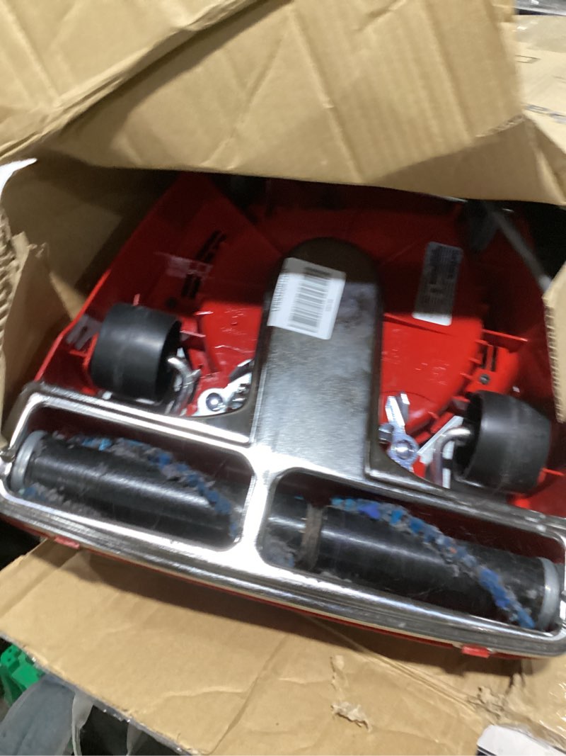 Condition photo showing As Is for sanitaire sc679k tradition upright commercial bagged vacuum, red