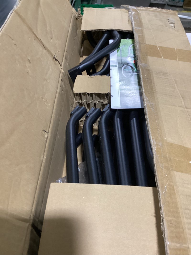 Condition photo showing New/Like New for 5 Bikes Floor Stand, Adjustable Bicycle Parking Rack with Hook for Garage, Indoor, Outdoor, Free Combination Bike Storage Cycle Rack for Mountain, Road and Kids Bikes, Max Tire Width 2.5”