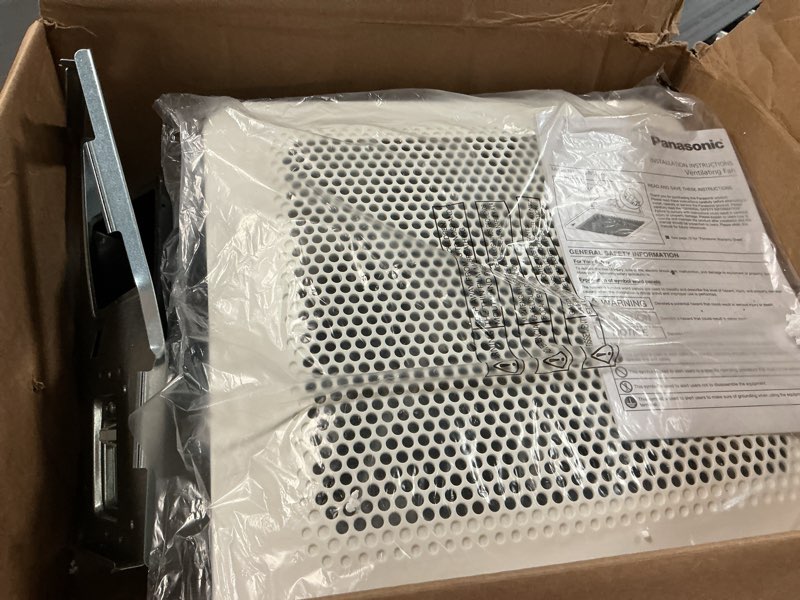 Condition photo showing As Is for panasonic whisperremodel dc 0.8-sone 110-cfm white bathroom ventilator fan, energy star