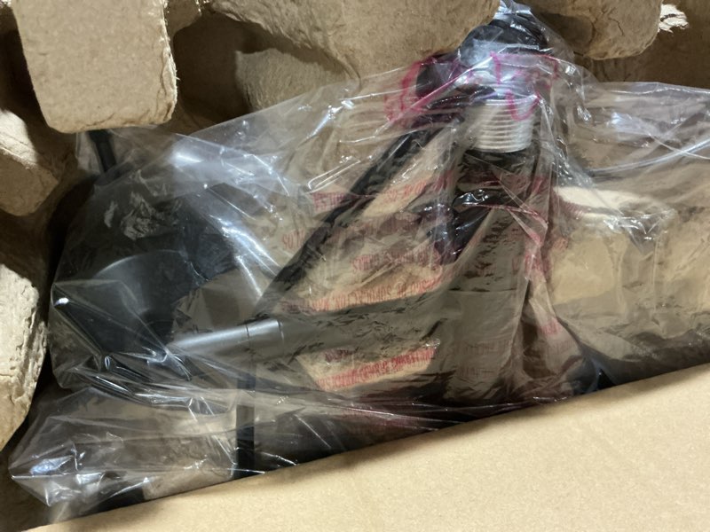 Condition photo showing As Is for allen + roth 67-in black multi-head floor lamp