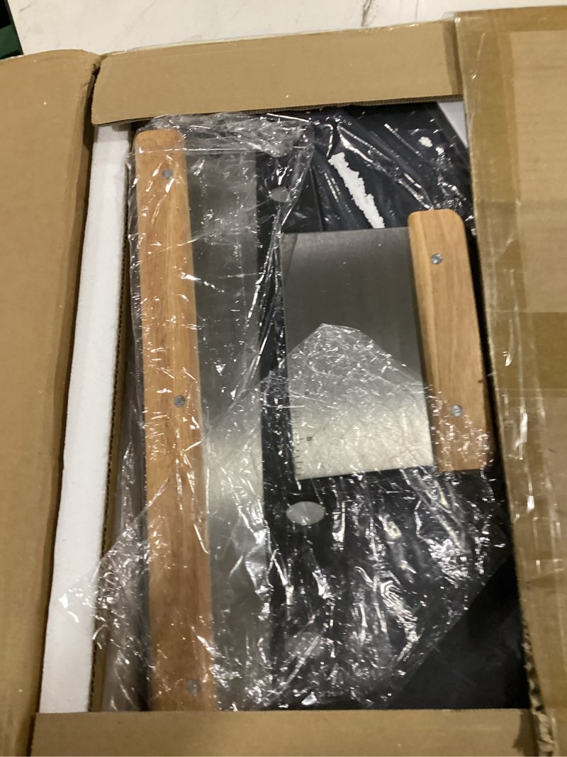 Condition photo showing As Is for hisencn pizza steel for oven and grill, 16 x16 inch square ceramic pizza steel 1/4" thick, with pizza cutter rocker, measuring scale scraper, plastic cutter & 20 cooking papers 16'' × 16'' square