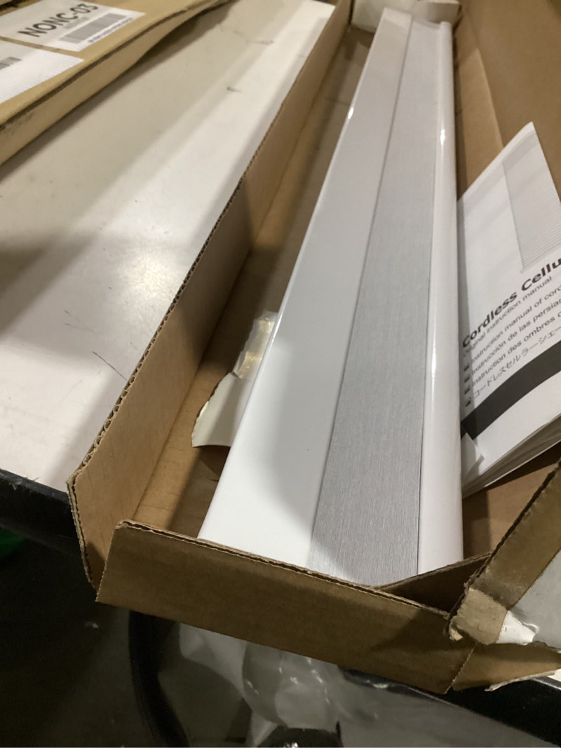 Condition photo showing New/Like New for lazblinds cordless cellular shades, blackout privacy honeycomb shades for home, thermal insulation noise reduction blinds for windows, 26'' w x 36'' h, white blackout-white 26'' w x 36'' h