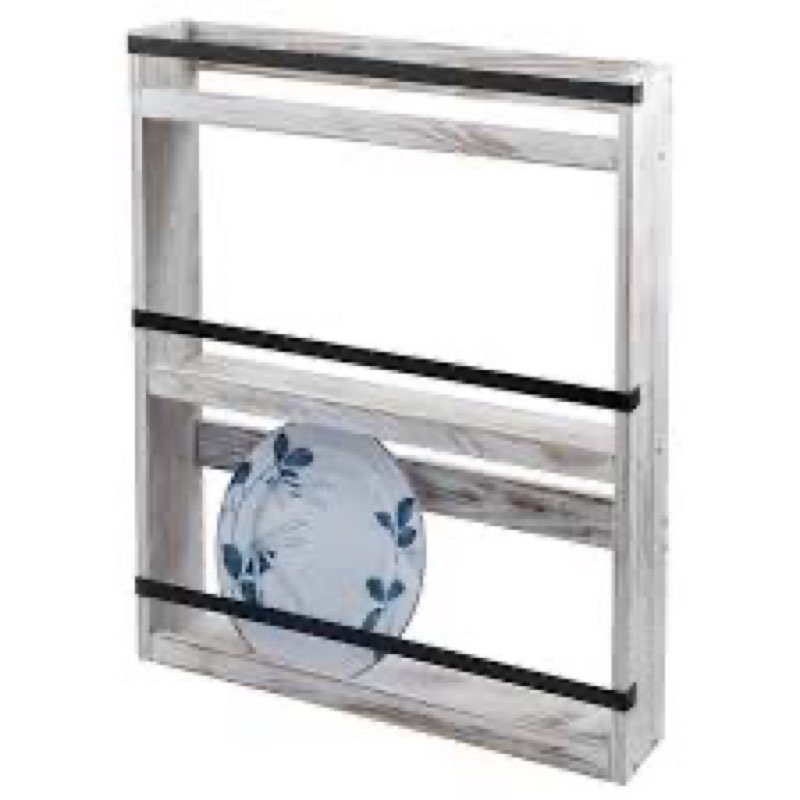 MyGift Wall Plate Display Rack, 3 Tier Farmhouse Whitewashed Wood Wall Mounted Plate Storage Rack, Holds 6-10inch Plates