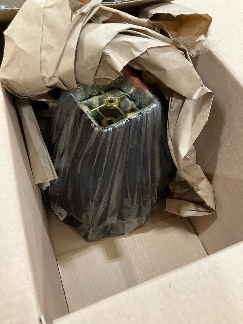 Condition photo showing Good Condition for Royal Designs, Inc. Flare Bottom Outside Square Bell Lamp Shade, BS-702-12BLK-2, Black, 5 x 12 x 9.25, Set of 2 Black - Set of 2 5 x 12 x 9.25