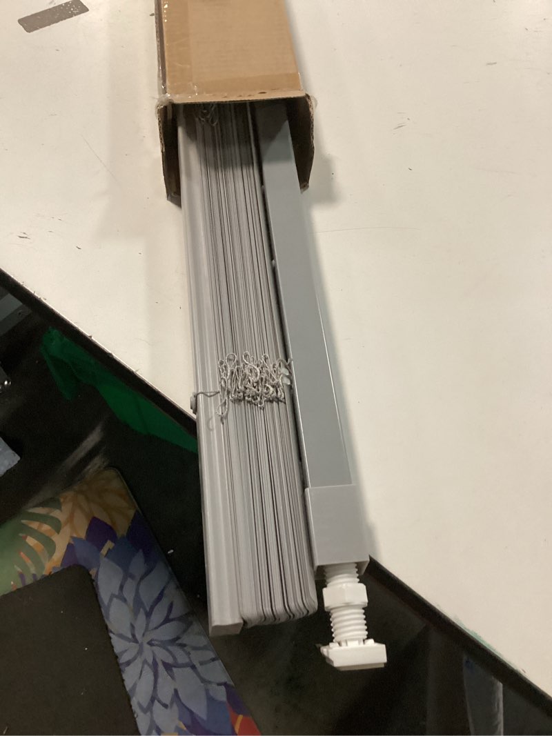 Condition photo showing Good Condition for LazBlinds No Tools No Drill 1" Vinyl Mini Blinds, Cordless Blinds for Windows, Light Filtering Horizontal Window Blinds & Shades, 31" W x 64" H, Grey Cordless-grey 31" W x 64" H