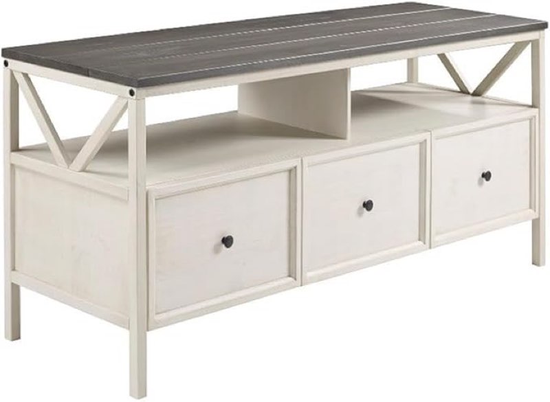 *similar to stock photo*Walker Edison Clara Modern Farmhouse Two Tone Storage TV Stand