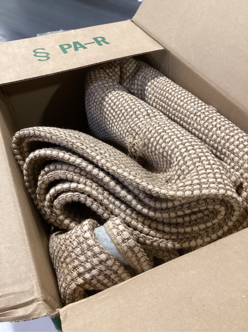 Condition photo showing As Is for KOZYFLY Washable Area Rug 6x9 ft Rubber Backed Non Slip Rugs for Living Room Braided Cotton Bedroom Rug Woven Office Rugs Indoor Floor Carpets for Dining Bedroom Living Room, Tan/Orange/Brown 6' x 9' (Rectangular) Tan/Orange/Brown