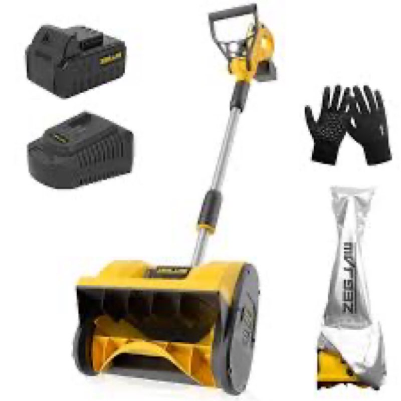 Cordless Snow Shovel,20V 12-Inch Electric Snow Shovel, Snow Blower Cordless with Directional Plate and Adjustable Front Handle, Equipped with LED Lights(4-Ah Battery and Quick Charger Included)