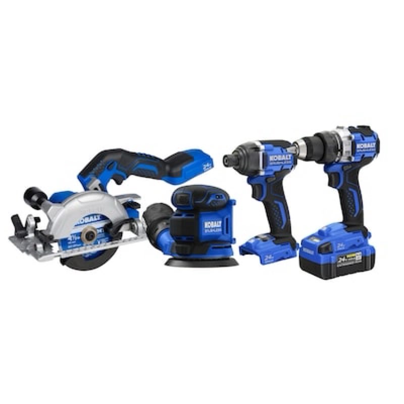 kobalt 24-volt 4 -tool brushless power tool combo kit ( 1 -batteries included and charger included )