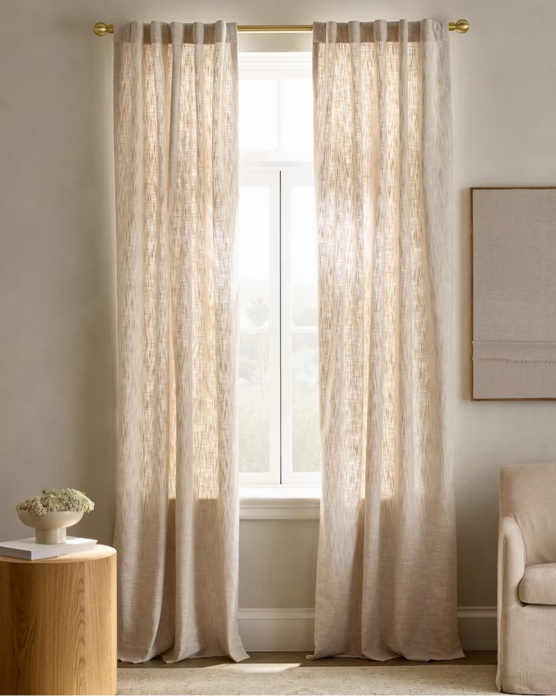 textured cotton curtain oatmeal 48” x 108”