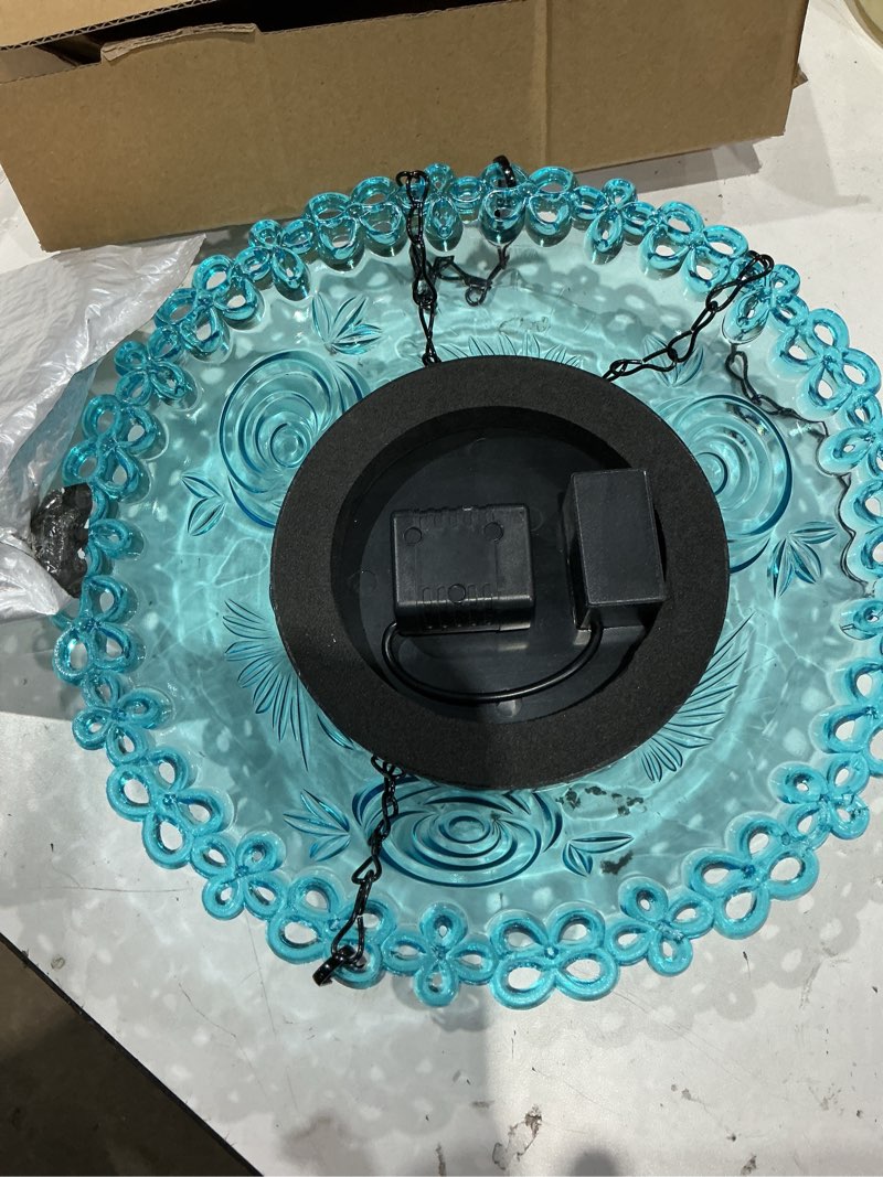 Condition photo showing As Is for 2026 hanging solar bird bath fountain,3 layers hanging bird bath for outside with solar fountain,flowing water solar pump & plastic bowl, for outdoor, gardens