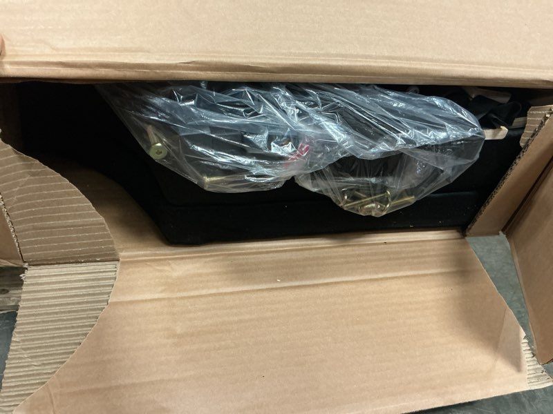 Condition photo showing As Is for GarveeHome California King Size Platform Bed Frame with 50.2" Tall Headboard, Velvet Upholstered Bed with Vertical Channel Tufted Headboard & Footboard, Nailhead Trim, No Box Spring Needed, Black Black California King