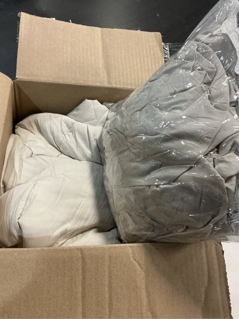 Condition photo showing As Is for cozylux full size comforter sets beige - 7 pieces bed in a bag full, luxury soft bed set for all seasons, bedding set with down alternative comforter, sheets, pillowcases & shams beige full