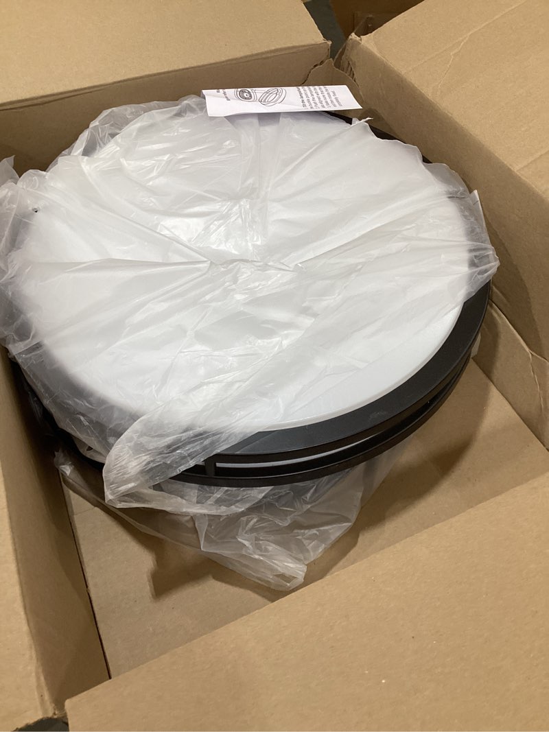 Condition photo showing As Is for 16Inch LED Ceiling Light Fixtures, Flush Mount Light Fixtures 50W, 5CCT Adjustable 2700K 3000K 4000K 5000K 6500K, Close to Ceiling Light for Kitchen Hallway Bathroom Kitchen Bedroom Black 2 Packs Black 16inch (2 packs)