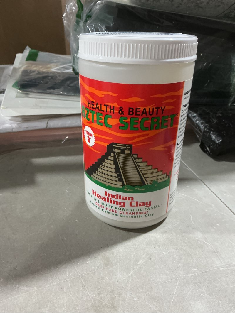 Condition photo showing As Is for aztec secret – indian healing clay 2 lb – deep pore cleansing facial & body mask – the original 100% natural calcium bentonite clay – new version 2 32 ounce (pack of 1)
