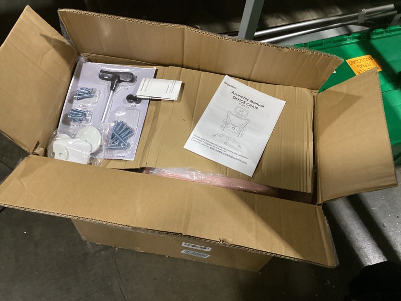 Condition photo showing New/Like New for Office Home Ergonomic Desk Chair-Computer X-Shaped Chair Mesh PU Leather with Adjustable Lumbar Support-Executive Chair High Back with Headrest Flip-Up Arms for Long Hours (Dark Pink) Dark Pink-with Headrest