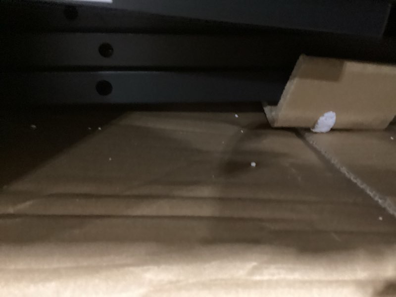 Condition photo showing New/Like New for Huuger 47 Inch Computer Desk with Power Outlets and LED Lights, Gaming Desk with 4 Drawers, Office Desk with Monitor Stand, Study Work Home Office, Small Spaces, Black 47 inch Black