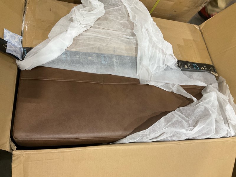 Condition photo showing As Is for kislot 89" sofa couch for living room faux leather upholstered couch with deep seats and wide armrests 3 seater comfy sofa with cup holders, usb & type-c ports, spring cushion, solid wood frame brown brown pu leather