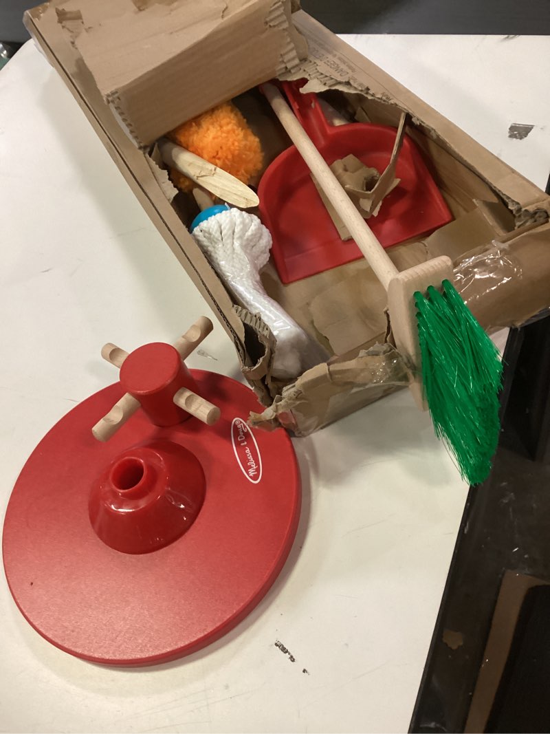 Condition photo showing As Is for Melissa & Doug Let's Play House Dust! Sweep! Mop! 6 Piece Pretend Play Set - Toddler Toy Cleaning Set, Pretend Home Cleaning Play Set, Kids Broom And Mop Set For Ages 3+