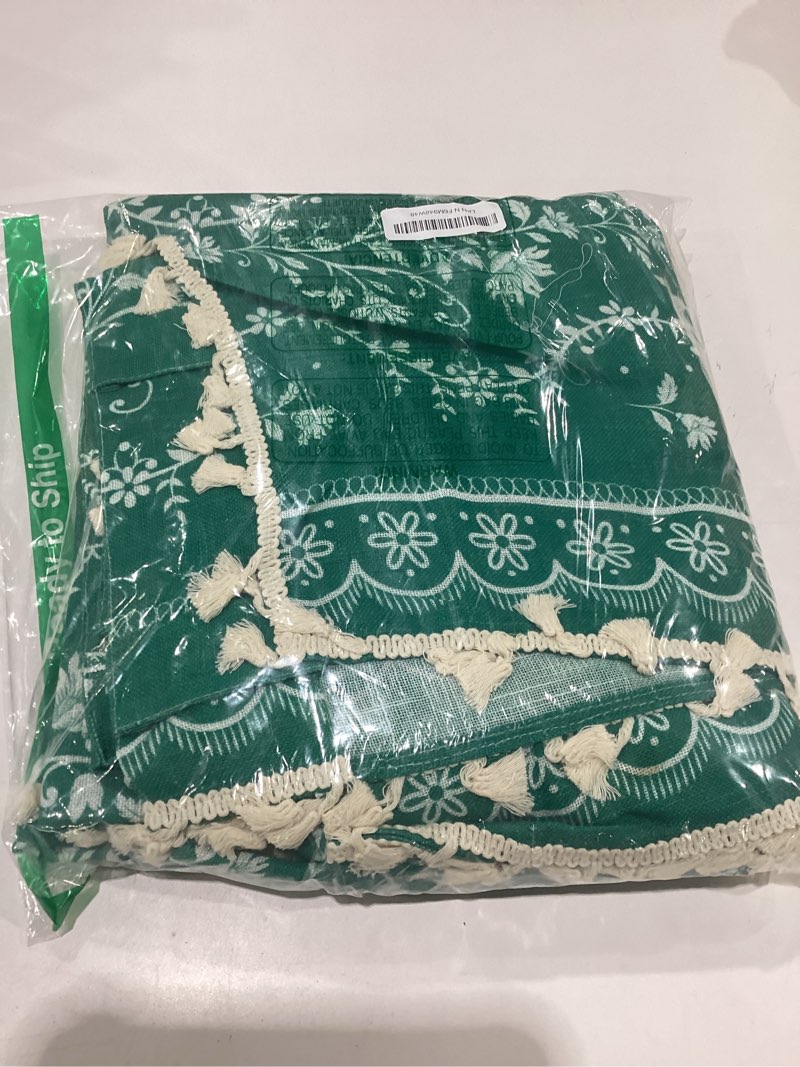 Condition photo showing Good Condition for yinhua boho curtains for living room 84 inch length vintage linen teal curtains for bedroom light filtering floral window curtain rod pocket & back tabs farmhouse rustic tassel drapes with tiebacks teal 52"w x 84"l (pack of 2)