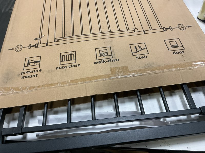 Condition photo showing Good Condition for Cumbor 29.7-40.6" Baby Gate for Stairs, Baby Essential Safety Gate, Mom's Choice Awards Winner-Dog Gate for Doorways, Pressure Mounted Auto-Close Pet Gates for Dogs Indoor, Durable Child Gate, Black Black 29.7-40.6"W x 30.5"H