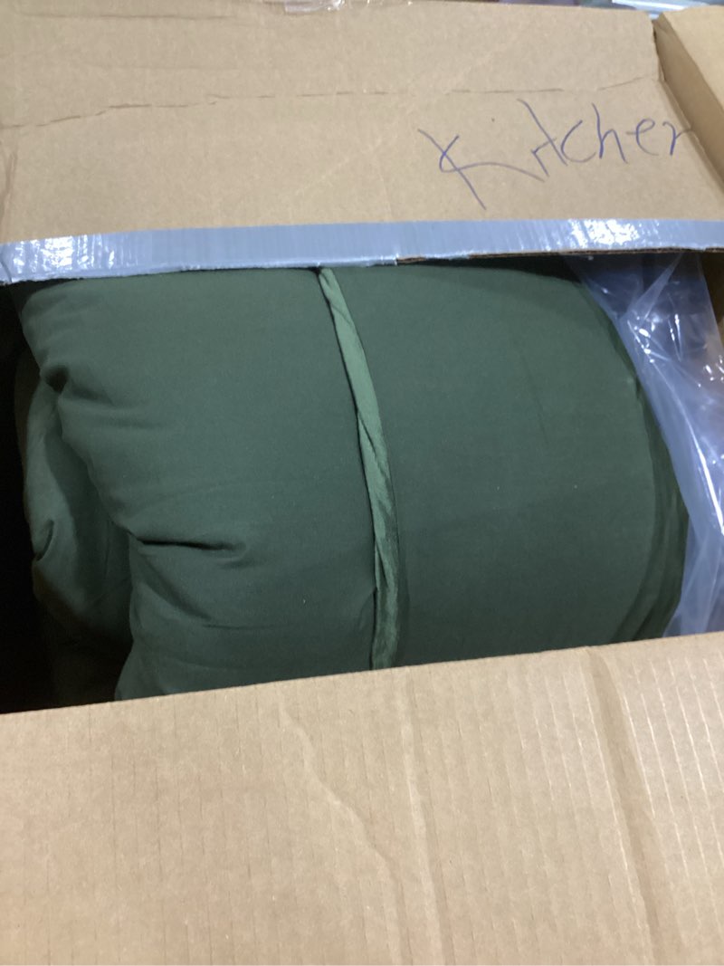 Condition photo showing As Is for Luxlovery Army Green Velvet Comforter King Bedding Set Solid Olive Green Plush Blanket Minimalist Bedding Set Soft Blanket Quilts Fluffy Winter Comforter 2-velvet Army Green King