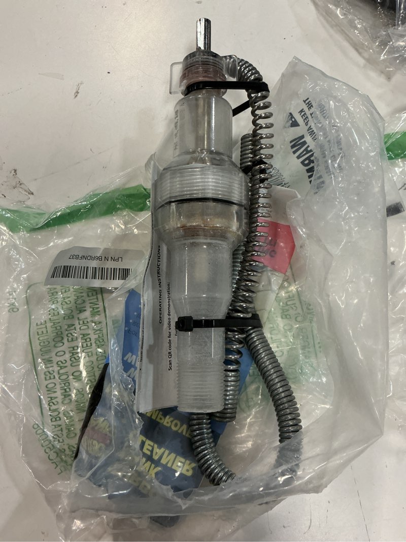 Condition photo showing As Is for water heater cleaning tool, improves hot water supply, removes hard water sediment, flushes gas & electric tanks, pro-grade diy solution