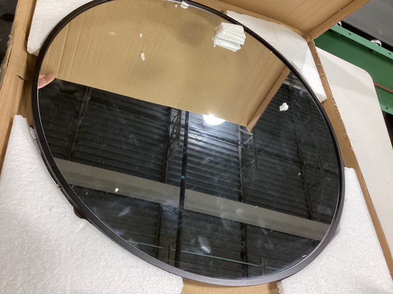 Condition photo showing Good Condition for 22 Inch Black Round Circle Mirror for Wall,Modern Bathroom Mirrors with Simple Metal Frame, Entryway, Bedroom Vanity, Living Room, Hallway Decor (Matte Black, Wall Mounted)