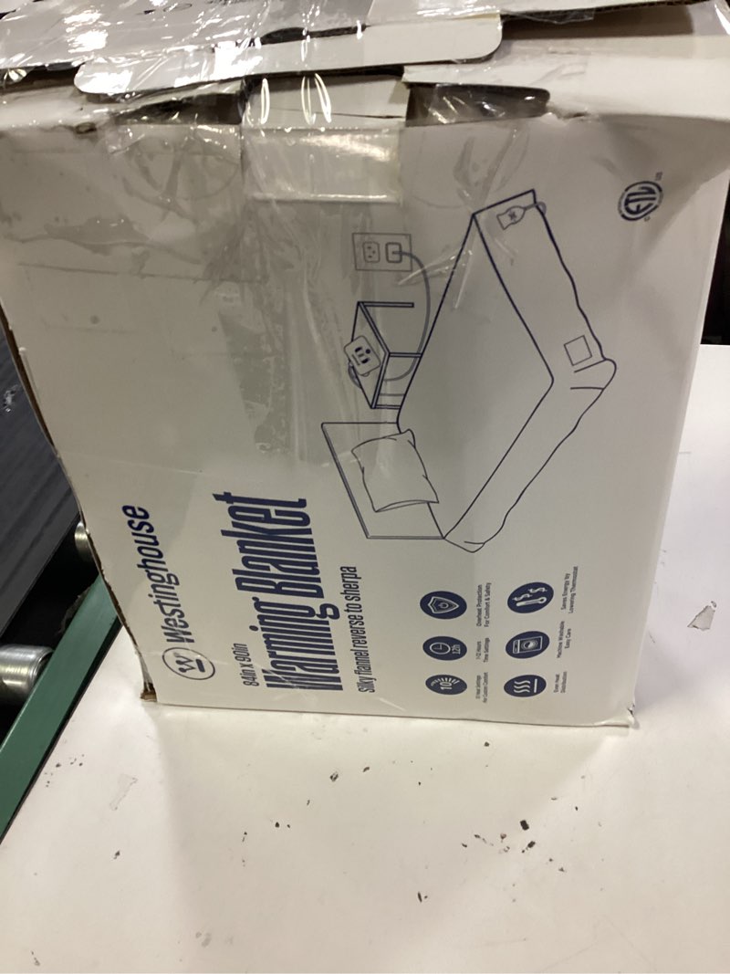 Condition photo showing New/Like New for westinghouse electric blanket queen, heated blanket queen size with 10 heating levels and 1 to 12 hours heating time settings, flannel to sherpa reversible, machine washable (84" x 90", beige) beige queen 84"x90"