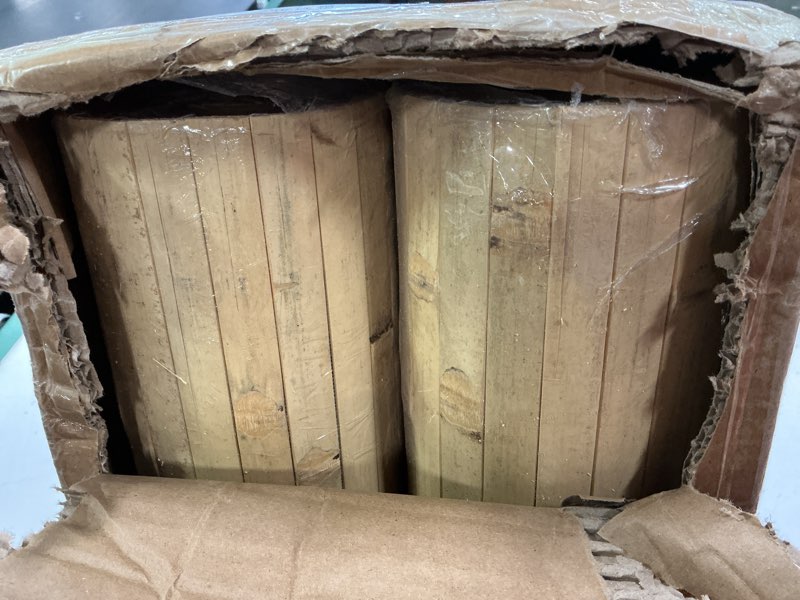 Condition photo showing Good Condition for Juexica 2 Pcs Natural Bamboo Wall Panel for Interior Wall 48'' x 96'' Bamboo Covering Renewable Pole Wainscoting Room Divider Decor for Bedroom Living Room Kitchen Island Office (Natural) 2 Natural