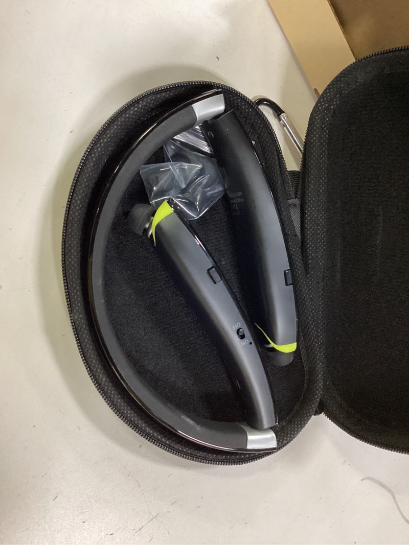 Condition photo showing Good Condition for Bluetooth Headset, 2025 Upgraded Neckband Bluetooth Headphones with Retractable Earbuds, Noise Cancelling Stereo Earphones with Mic, Foldable Wireless Headphones for Sports Office with Carry Case Black