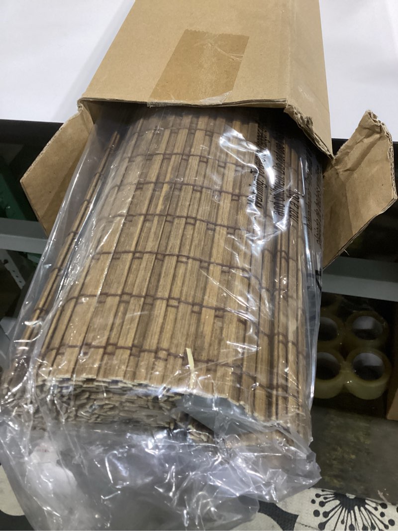Condition photo showing Good Condition for lazblinds no tools no drill cordless bamboo roman shades, light filtering window treatment, roll up bamboo blinds for windows 20'' w x 48'' h, eastfield teak light filtering-eastfield teak 20" w x 48" h