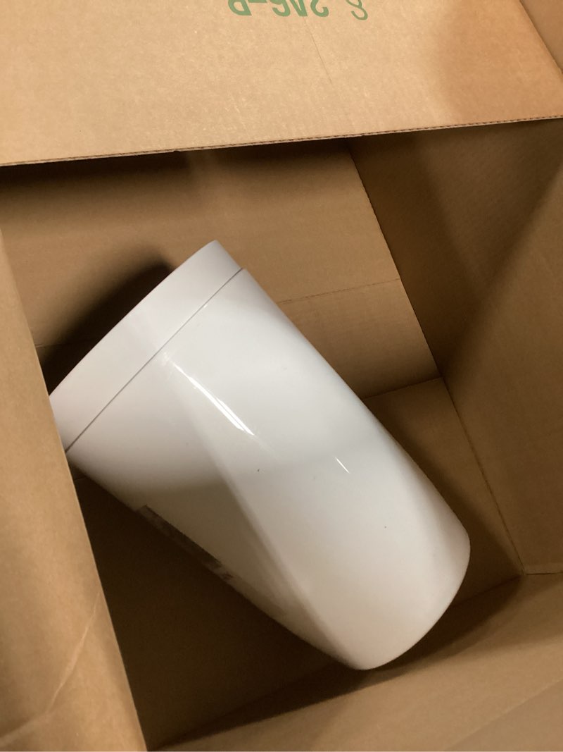 Condition photo showing As Is for Small Trash Can – Open Top Garbage Cans for Kitchen, Office, Dorm, Bathroom, etc. –Waste Can for Compact/Tight Spaces – The Perfect Bathroom Trash Can - 2 Gallon Trash Bin – Glossy White