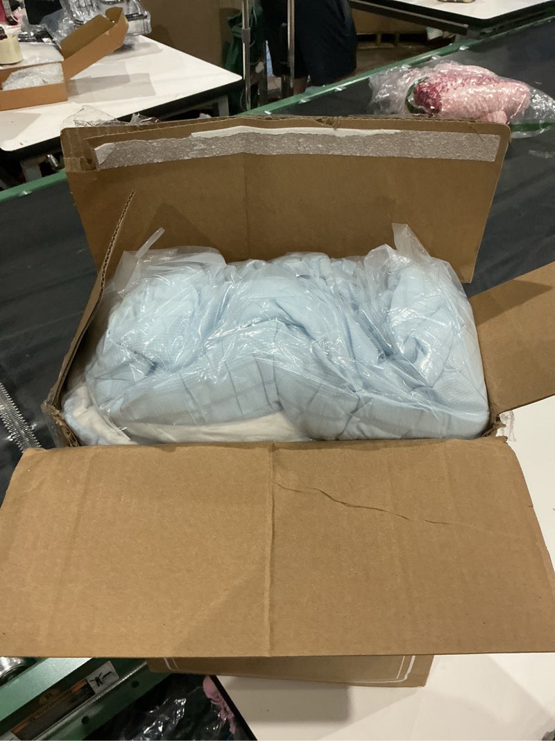 Condition photo showing New/Like New for Boho Comforter Set Full Size Striped Pleats Bohemian Seersucker Bedding Set All Season Soft Cozy 3 Pieces Quilt with 2 Pillowcases(80"X90" Light Blue) Light Blue Full(80"x90")