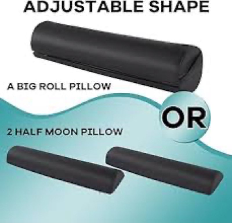 HOMBYS Massage Bolster Pillow, Full Round Pillow Converts to 2 Half Moon Pillows, Elastic Band Desig