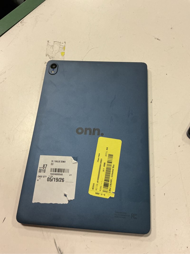 Condition photo showing As Is for onn 10" core tablet, 128 gb, android 16, navy (2025 model)