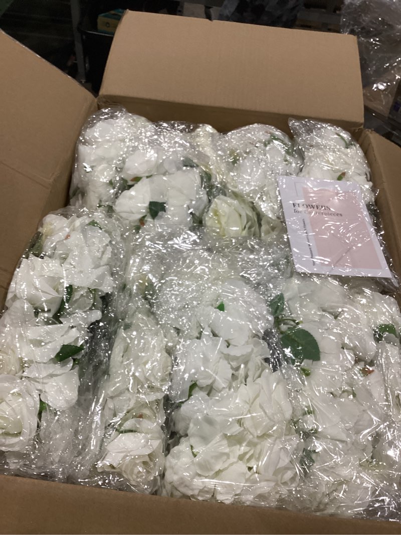 Condition photo showing Good Condition for nuptio flower ball arrangement bouquet - 10 pcs 15.7 inch diameter white fake flowers roses balls for centerpieces tables - artificial rose arrangements for wedding centerpiece table decorations