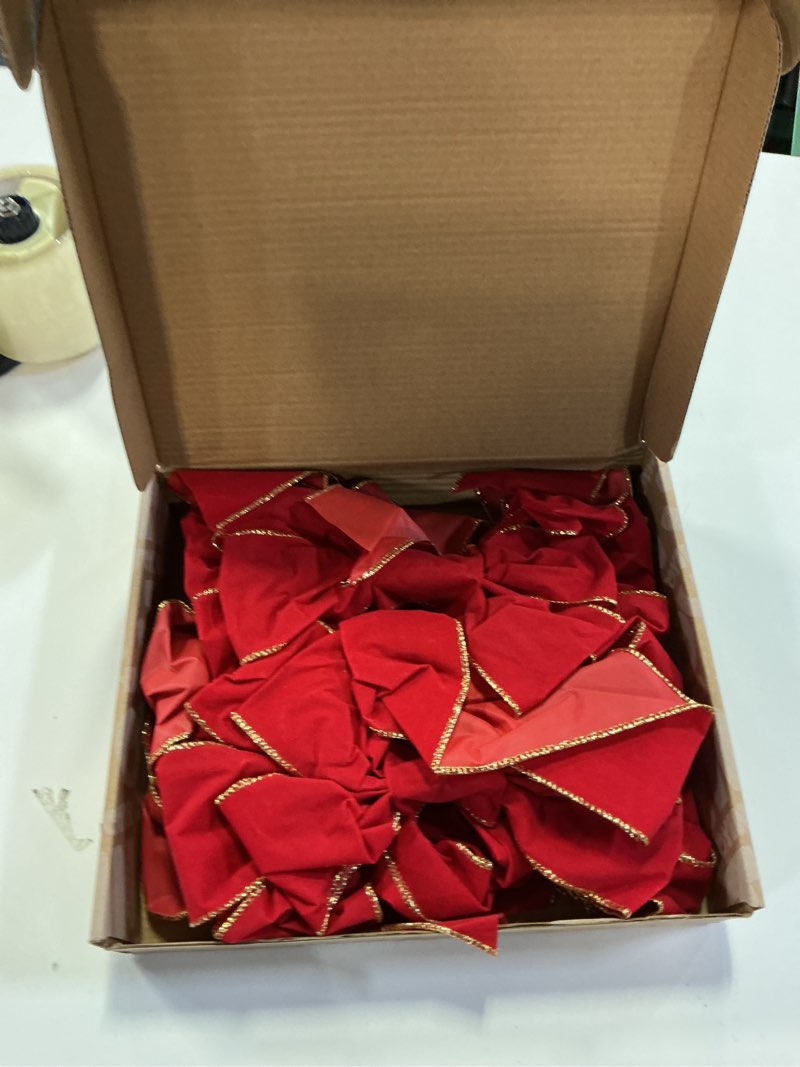 Condition photo showing As Is for JOYIN 3PCS Big Red Velvet Christmas Bows, 30.7\" Long by 10.6\" Wide Giant Velvet Decor for Christmas Tree, Large Wreath Bows, Indoor Outdoor Holiday Xmas Decorations