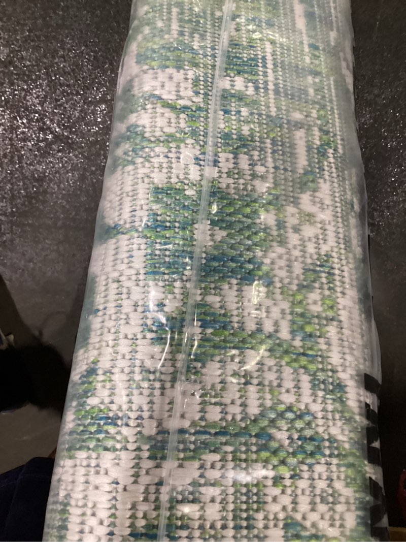 Condition photo showing As Is for jonathan y weave floral indoor outdoor area rug 8x10 cream/green, tela bohemian textured for backyard, patio, porch, easy-cleaning, high traffic, pet-friendly, non-shedding (smb100f-8) cream/green 7'9" x 10' (rectangular)